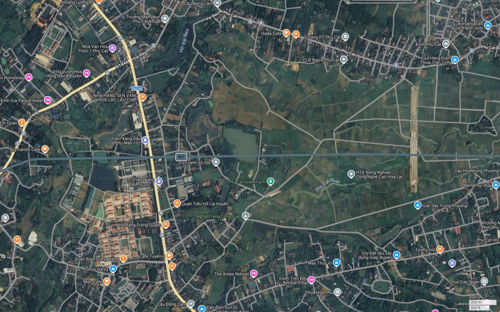 Địa bàn Phú Cát phía tây trên tuyến metro số 17 Hà Nội, hành lang băng cánh đồng liền thửa cạnh HTX Nông Nghiệp Công Nghệ Cao Hòa Lạc và Trường PT Phú Cát